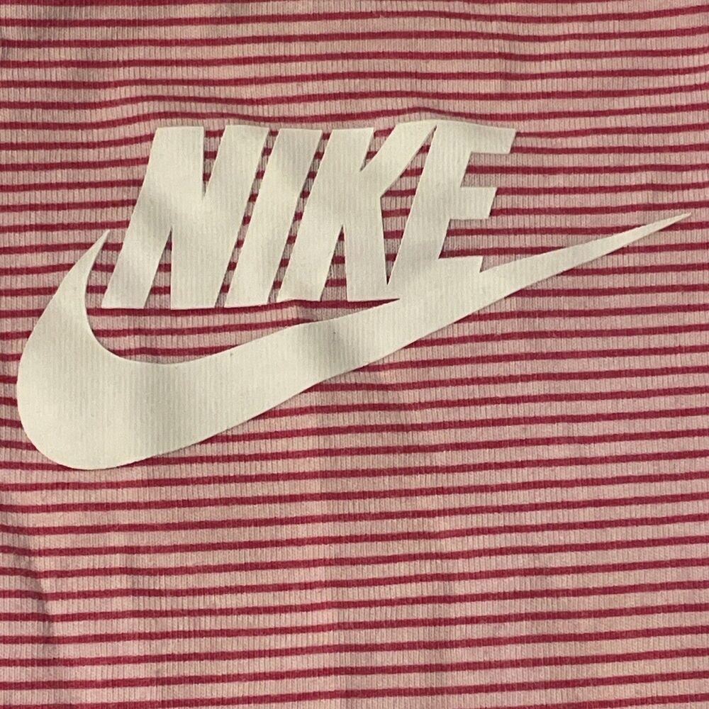 Nike Baby Girls Size 3M Long Sleeve Pink White Striped Logo Bodysuit - Picture 3 of 9